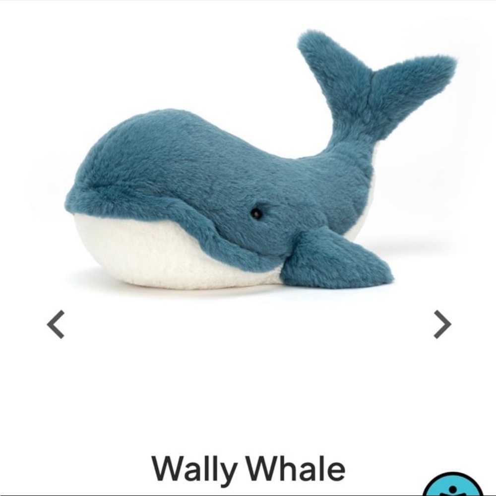 Jellycat blue Wally whale stuffed animal medium